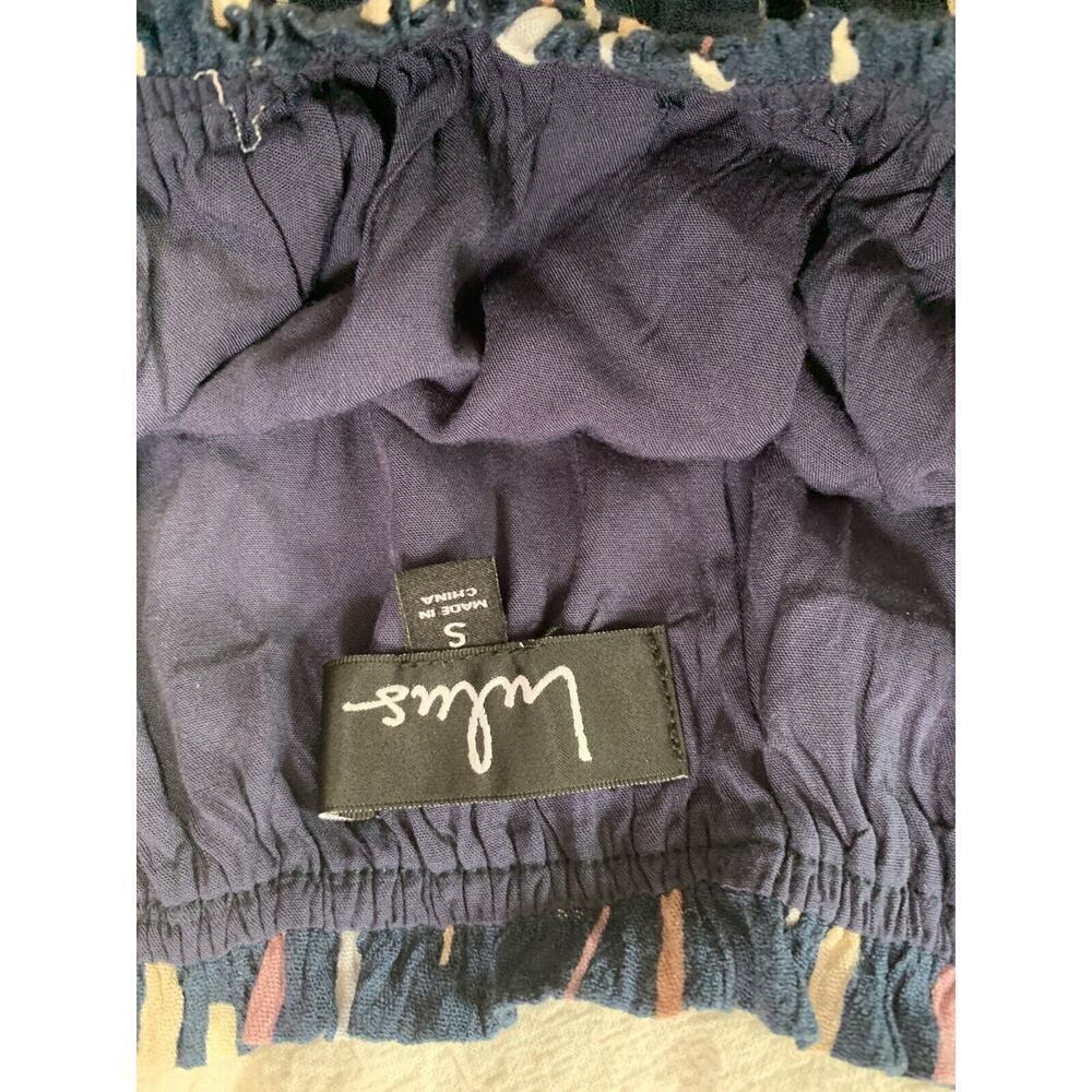 LuLu's True Radiance Navy Blue Multi Print Off the Shoulder Jumpsuit Size Small - Picture 8 of 10